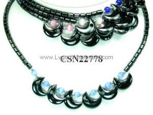 Assorted Opal Beads Hematite Chain Choker Fashion Women Necklace